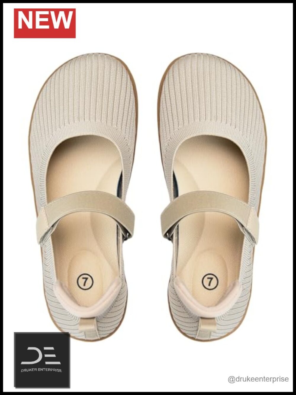 Women's Mary Jane Flats - Breathable Knit Ballet Shoes with Wide Toe Box